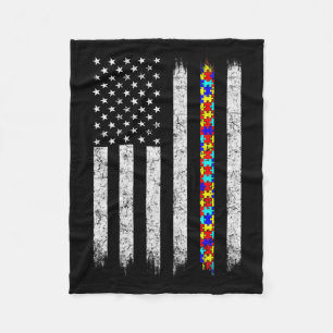 Amerikaanse vlag voor autisme fleece deken