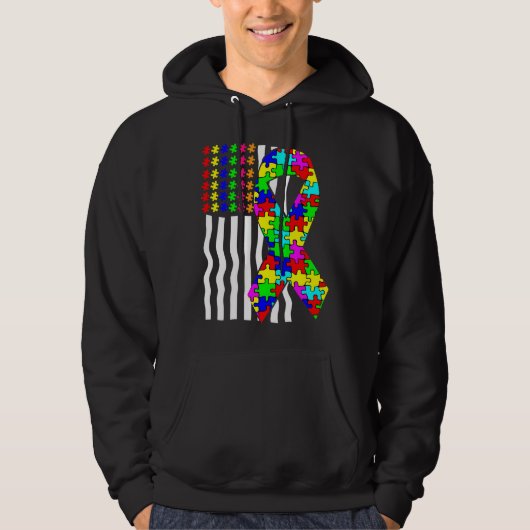 Amerikaanse vlag voor autisme hoodie (Voorkant)