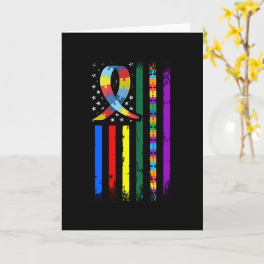 Amerikaanse vlag voor autisme kaart (Gele Bloem)