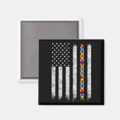 Amerikaanse vlag voor autisme magneet (Voorkant / Achterkant)