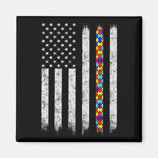 Amerikaanse vlag voor autisme magneet (Voorkant)