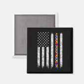 Amerikaanse vlag voor autisme magneet (Voorkant / Achterkant)