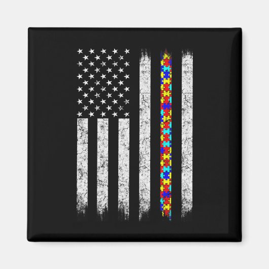 Amerikaanse vlag voor autisme magneet (Voorkant)