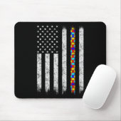 Amerikaanse vlag voor autisme muismat (Met muis)