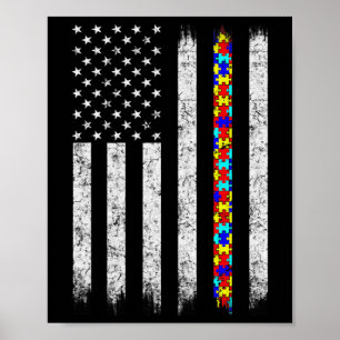 Amerikaanse vlag voor autisme poster