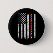 Amerikaanse vlag voor autisme ronde button 5,7 cm (Voorkant)