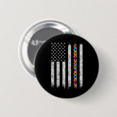 Amerikaanse vlag voor autisme ronde button 5,7 cm (Voorkant /achterkant)