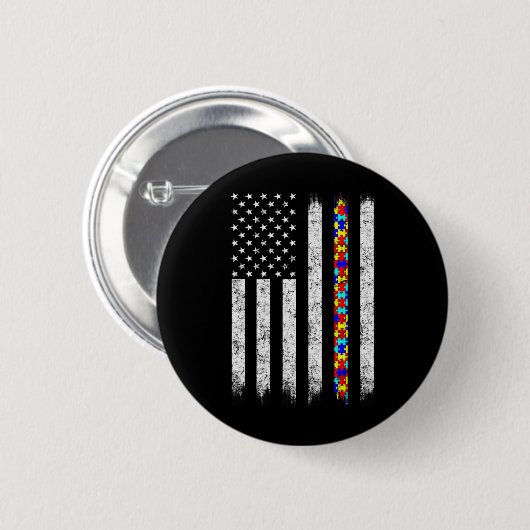 Amerikaanse vlag voor autisme ronde button 5,7 cm (Voorkant /achterkant)