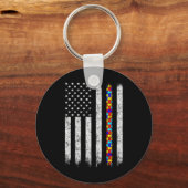 Amerikaanse vlag voor autisme sleutelhanger (Voorkant)