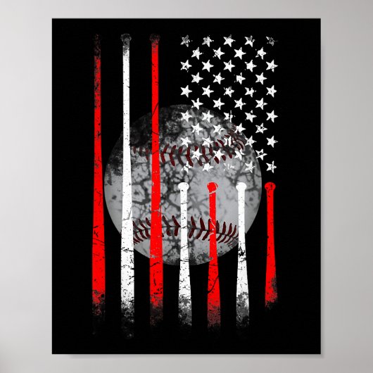 Amerikaanse vlag voor Baseball USA Poster (Voorkant)