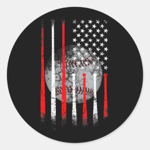 Amerikaanse vlag voor Baseball USA Ronde Sticker