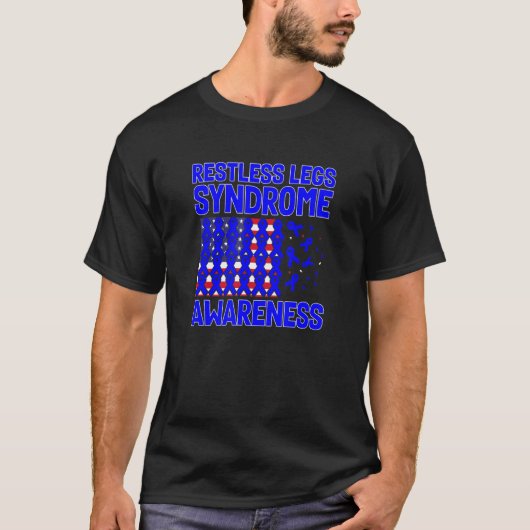 Amerikaanse vlag voor blauwe linten rusteloze bene t-shirt (Voorkant)