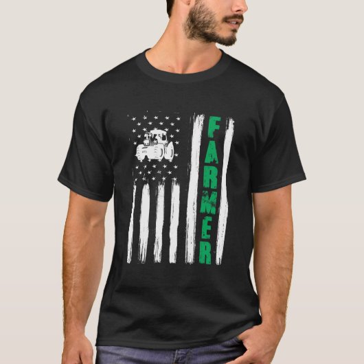 Amerikaanse vlag voor boerentractor Patriotic US P T-shirt (Voorkant)