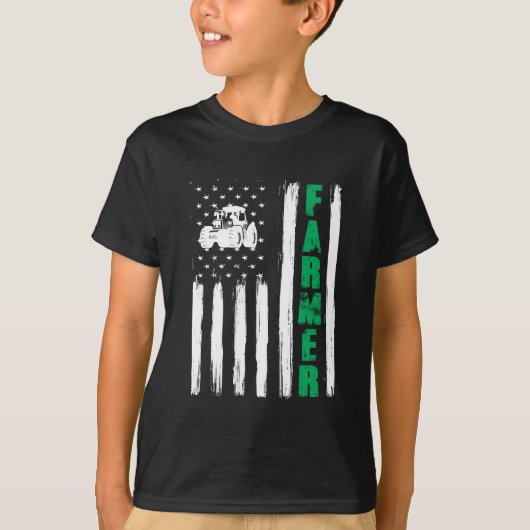 Amerikaanse vlag voor boerentractor Patriotic US P T-shirt (Voorkant)