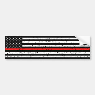 Amerikaanse vlag voor de brandweerman Thin Red Li Bumpersticker