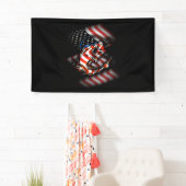 Amerikaanse vlag voor de visserij met de vangst -  spandoek (Insitu)