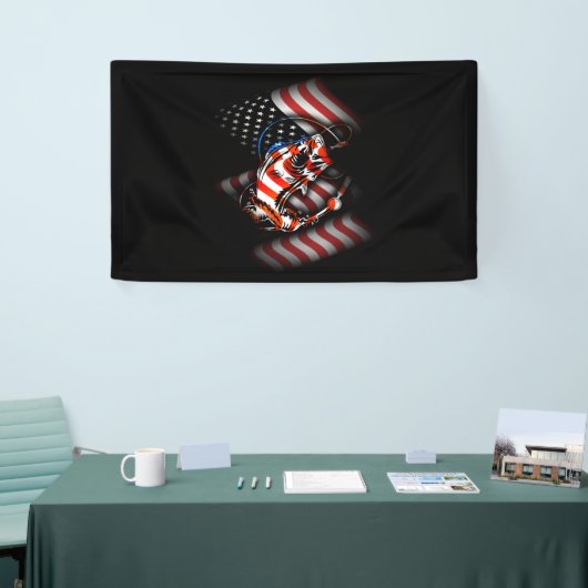 Amerikaanse vlag voor de visserij met de vangst -  spandoek (Beurs)