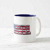 Amerikaanse vlag voor grindfietsen tweekleurige koffiemok (Voorkant rechts)