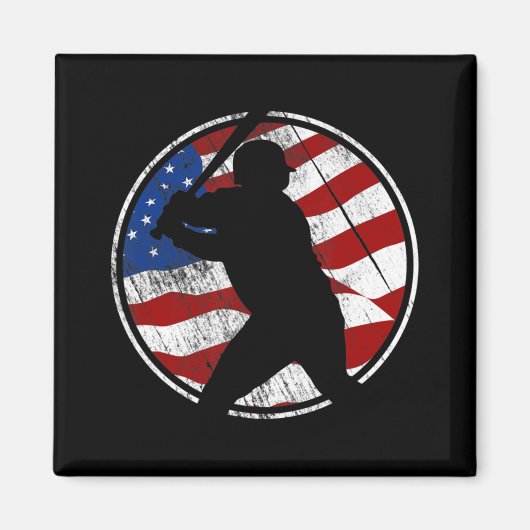 Amerikaanse vlag voor honkbal - honkbal magneet (Voorkant)