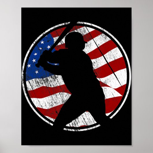 Amerikaanse vlag voor honkbal -  honkbal poster (Voorkant)