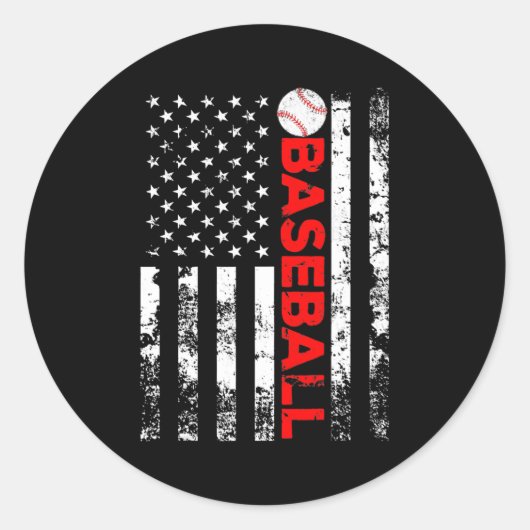  Amerikaanse vlag voor honkbal Ronde Sticker (Voorkant)