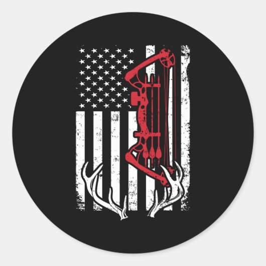 Amerikaanse vlag voor jagers ronde sticker (Voorkant)