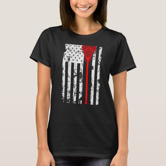 Amerikaanse vlag voor Lacrosse Player T-shirt (Voorkant)