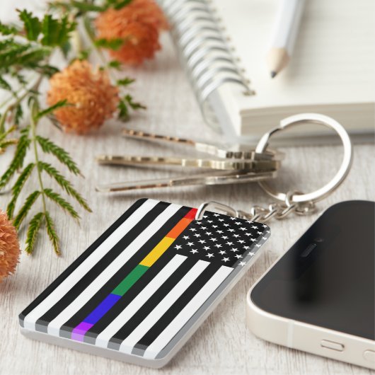 Amerikaanse vlag voor LGBTQ Sleutelhanger (Voorkant Rechts)