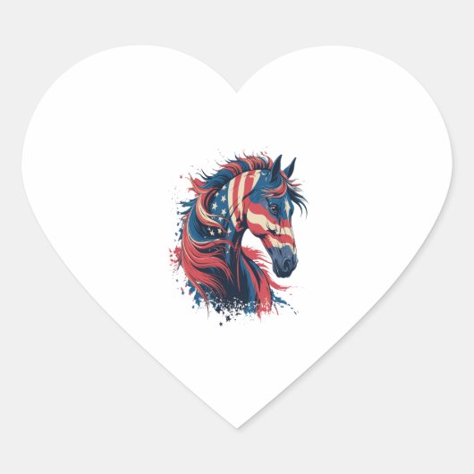 Amerikaanse vlag voor paarden hart sticker (Voorkant)