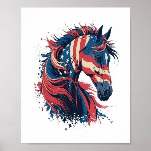 Amerikaanse vlag voor paarden poster (Voorkant)