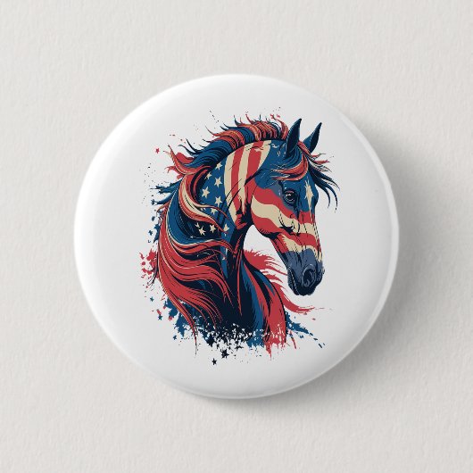 Amerikaanse vlag voor paarden ronde button 5,7 cm (Voorkant)