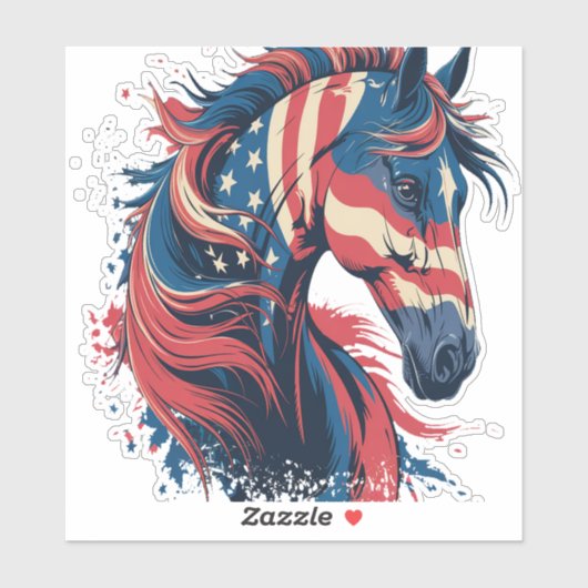 Amerikaanse vlag voor paarden sticker (Vel)