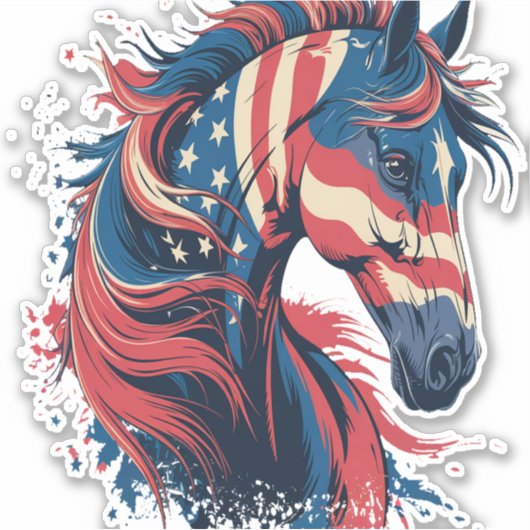 Amerikaanse vlag voor paarden sticker (Voorkant)
