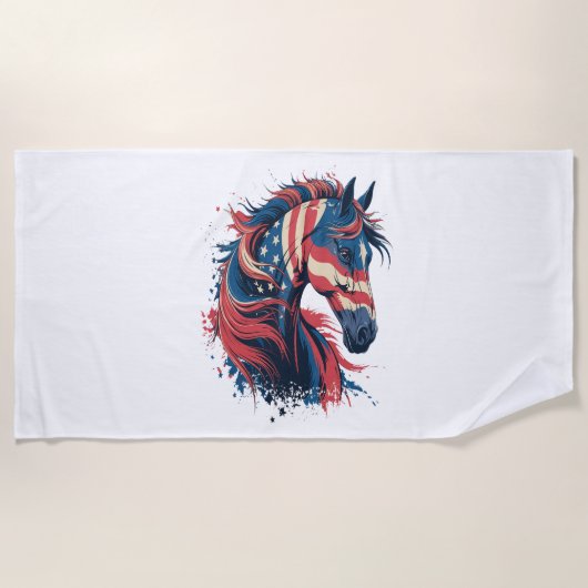 Amerikaanse vlag voor paarden strandlaken (Voorkant)