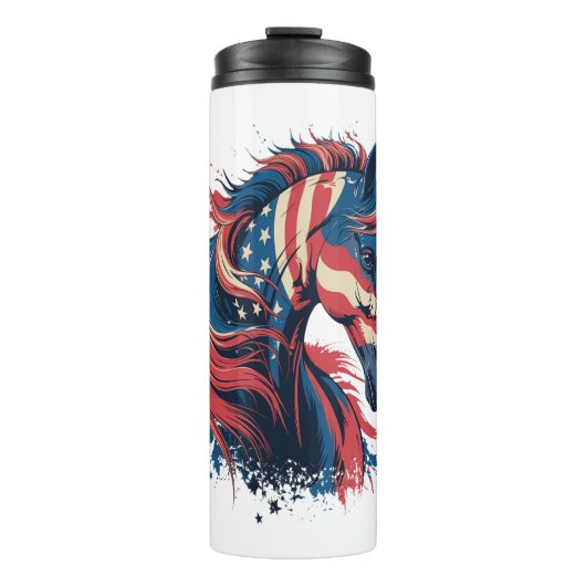 Amerikaanse vlag voor paarden thermosbeker (Voorkant)