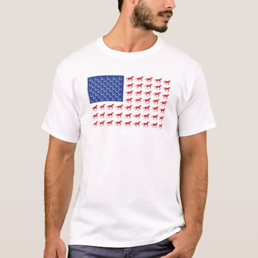 Amerikaanse vlag voor patriottische paarden t-shirt (Voorkant)