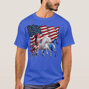 Amerikaanse vlag voor patriottische paarden t-shirt