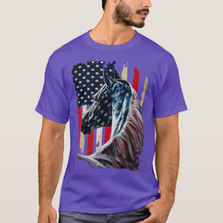 Amerikaanse vlag voor patriottische paarden - Vint T-shirt