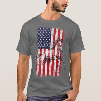 Amerikaanse vlag voor patriottische paarden - Vint T-shirt