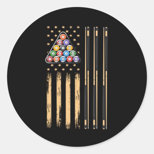Amerikaanse vlag voor poolspeler ronde sticker (Voorkant)