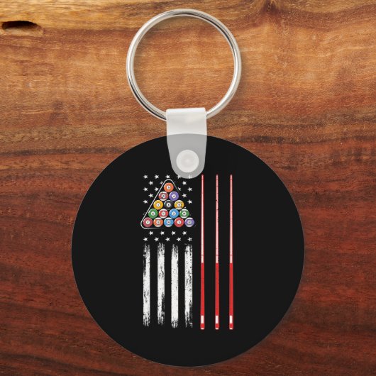 Amerikaanse vlag voor poolspeler sleutelhanger (Voorkant)