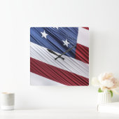 Amerikaanse vlag voor rode, witte en blauwe Amerik Vierkante Klok (Huis)