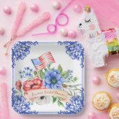 Amerikaanse vlag voor rood, wit en blauw papieren bordje (Feest)