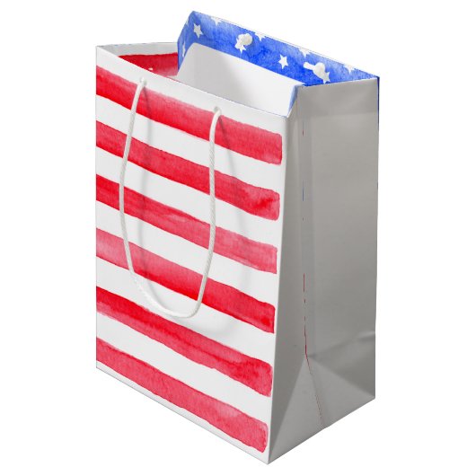 Amerikaanse vlag voor sterren en strips medium cadeauzakje (Voorkant Gekanteld)