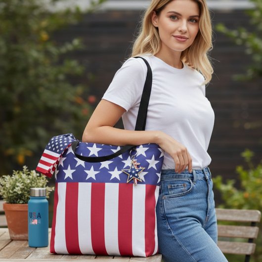 Amerikaanse vlag voor sterren en strips tote bag