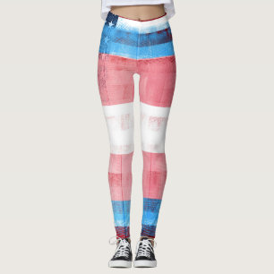 Amerikaanse vlag voor Trans Pride   Hout en schild Leggings