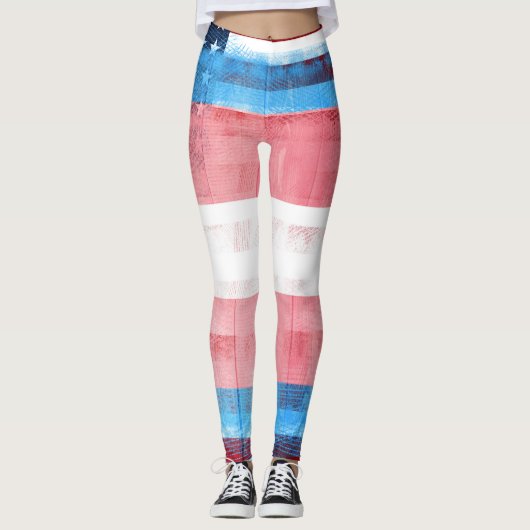 Amerikaanse vlag voor Trans Pride | Hout en schild Leggings (Voorkant)