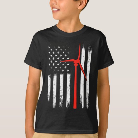 Amerikaanse vlag voor windturbine t-shirt (Voorkant)