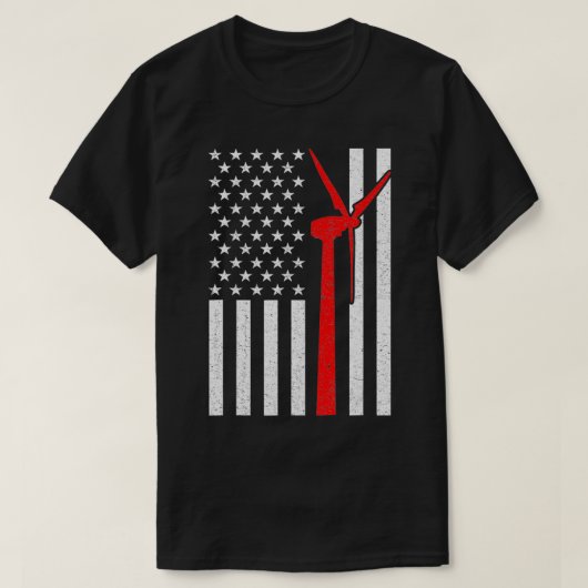 Amerikaanse vlag voor windturbine t-shirt (Design voorkant)