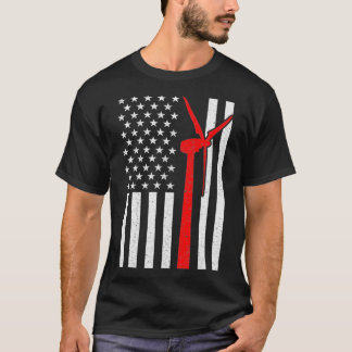 Amerikaanse vlag voor windturbine t-shirt
